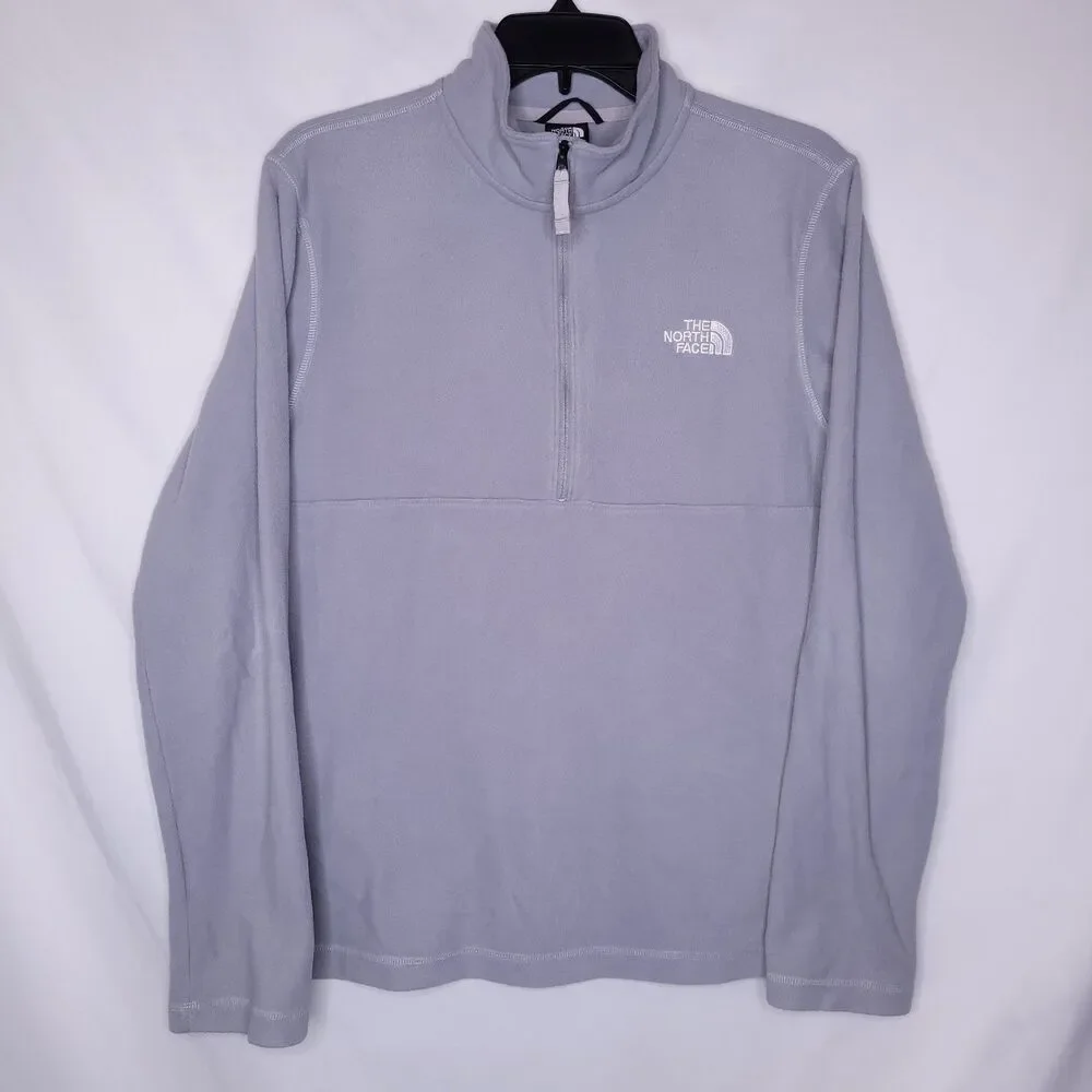 The North Face Fleece Jacket Mens Small Gray 1/4 Zip Hiking Outdoor